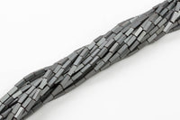 Gray Mat-Finished HEMATITE Beads. 3*8mm Rectangular Prisms. Full Strand 16". AAA Quality