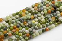 Natural Flower Jade, High Quality in Faceted Round 12mm- Full 15.5 Inch Strand Gemstone Beads