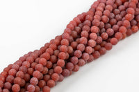 Natural Matte Rough Carnelian, High Quality in Round, 6mm, 8mm, 10mm, 12mm. Special Extra Rough Cut. Smooth Gemstone Beads