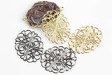 Filigree Gold and Gunmetal Intricate Piece- -High Quality-Perfect for Earrings- 27*34mm- 4 pieces per order- Nice and Light