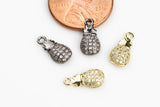 Pineapple CZ Gold and Gunmetal Pave 6*11mm Charm