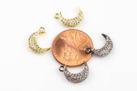 Tiny cute Moon CZ Charms Gold, Gunmetal, Silver Pave Small Charm