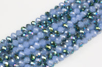 10mm Crystal Rondelle -1 or 5 or 10 STRANDS- Blue Chalc Green Metalic