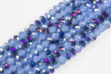 10mm Crystal Rondelle -1 or 5 or 10 STRANDS-Blue Chalcedony Purple