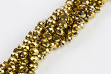 10mm or 12mm Crystal Rondelle -1 or 5 or 10 STRANDS- Gold