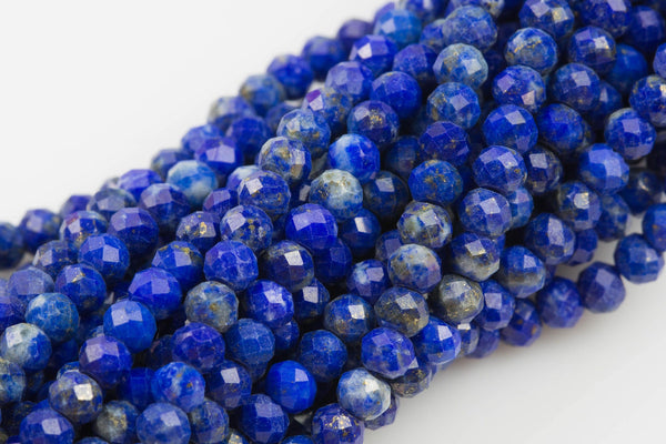 Natural Lapis Beads Full Strands-15.5 inches-3x4mm- Nice Size Hole- Diamond Cutting, High Facets-Nice and Sparkly-Faceted Rondelle