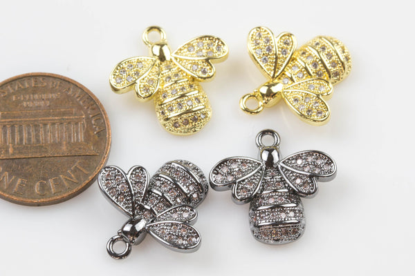 BumbleBee CZ Gold Pave 16mm Pendant