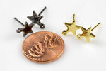 Star Earring stud - SPECIAL HIGH QUALITY Plating - Will Not Turn- With Loop- 9/12mm- 4 pieces per order