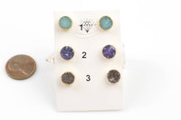 Natural Druzy Earing Stud with Gold-8mm