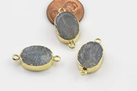 Labradorite Oval Semi Matt Gold Plated 12*16mm 1 piece