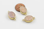 Pink Moonstone Oval Semi Matt Gold Plated 12*16mm 1 piece