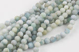 Natural Matte finished faceted blue aquamarine beads. Matte finished faceted round 6mm, 7mm, 8mm, 10mm, 12mm. Full strands 15.5"