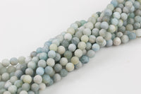 Natural Matte finished faceted blue aquamarine beads. Matte finished faceted round 6mm, 7mm, 8mm, 10mm, 12mm. Full strands 15.5"