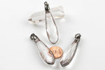 Teardrop Clear Crystal Wrapped In Gunmetal Pendants- medium Size 14*54mm