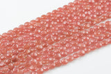 NATURAL Rhodochrosite Smooth Puffy Coin beads in full strands.- Gem Quality- No dye AAA Quality