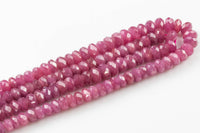 Natural Ruby, AAA Quality Quality in 6-7mm Faceted Roundel- 18 inch strand- Slightly Graduated AAA Quality Gemstone Beads