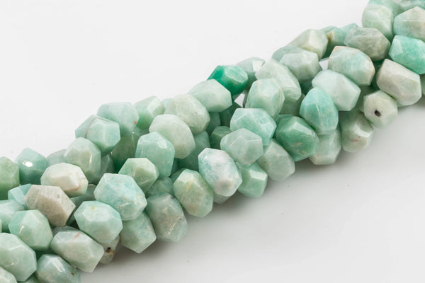 Natural 14*18mm Faceted Nuggets Middle Drilled- Russian Amazonite Gemstone Beads