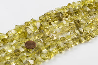 Natural 12*16mm Faceted Nuggets Middle Drilled- Lemon Citrine Gemstone Beads