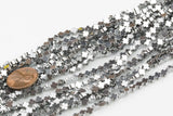 4mm Tiny CROSS Hematite Strands- Platinum