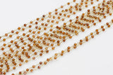 Hessonite Garnet SHARP CUT DiAMOND CUT Brilliant Super High Quality Rosary Chain by the Foot. 2-3mm - Gold Plated Wire