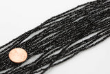 2mm 3mm or 4mm Crystal Rondelle -2 or 5 or 10 STRANDS- Extra Fine- Black