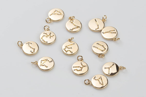 Astrology Zodiac Symbol Charms Constellation Gold charms - Small and cute- Perfect for personalization - 11mm