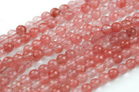 Natural Cherry Quartz, High Quality in Faceted Round-6mm, 8mm, 10mm, 12mm- Wholesale Bulk or Single Strand! AAA Quality Gemstone Beads