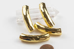 Hammered Curved Tube Gold - High Quality- 10*40mm 10*30mm - 2 per order