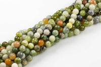 Natural Flower Jade, High Quality in Faceted Round 12mm- Full 15.5 Inch Strand Gemstone Beads