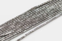 Platinum Plated HEMATITE Beads. Heishi Square Full Strand 16-3mm