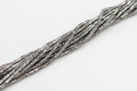 Platinum Plated HEMATITE Beads. Heishi Square Full Strand 16-3mm