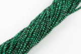 Natural Malachite Beads Full Strands-15.5 inches-3mm- Nice Size Hole- Diamond Cutting, High Facets-Nice and Sparkly-Faceted Round
