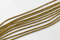 HEMATITE Matte Gold Beads. Tiny Tubes 1*3mm.. Full Strand 16".