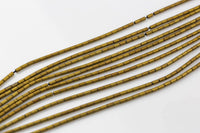 HEMATITE Matte Gold Beads. Tiny Tubes 1*3mm.. Full Strand 16".