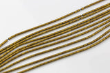 HEMATITE Matte Gold Beads. Tiny Tubes 1*3mm.. Full Strand 16".