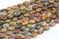 Natural 12*18mm Puffy Oval Picasso Jasper, High Quality- Full 16 inch Strand Gemstone Beads