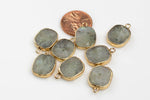 Freeform Labradorite Gemstone Charm Pendant with Gold Electroplated Edge- 13*18mm