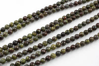 Natural Faceted Dragon Bloodstone Blood Stone Jasper, High Quality in Faceted Round, 6mm 8mm 10mm 12mm- Full 15.5 Inch - Gemstone Beads