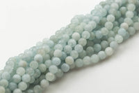 Natural aquamarine Matte round beads in full strands. 4mm, 6mm, 8mm, 10mm, 12mm, 14mm, 16mm AAA Quality AAA Quality Smooth
