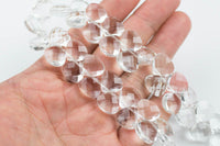 Briolette Teardrop Crystal- Medium and Large Silver-Full 15 inch strand- Clear