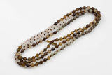 Marvin With Toggle- Long Knotted Necklace- Assorted Gemstone -Perfect for Layering- 35 inches- Matt Brown Agate