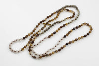 Marvin With Toggle- Long Knotted Necklace- Assorted Gemstone -Perfect for Layering- 35 inches- Matt Brown Agate