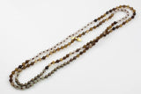 Marvin With Toggle- Long Knotted Necklace- Assorted Gemstone -Perfect for Layering- 35 inches- Matt Brown Agate