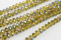 12mm Crystal Rondelle -2 or 5 or 10 STRANDS- Topaz Yellow