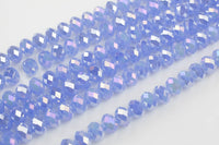 12mm Crystal Rondelle -2 or 5 or 10 STRANDS- Blue Chalcedony ab