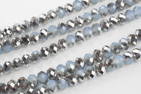 12mm Crystal Rondelle -2 or 5 or 10 STRANDS- Light Jade Silver