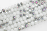 12mm Crystal Rondelle -2 or 5 or 10 STRANDS- White Jade Purple