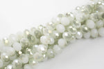 12mm Crystal Rondelle -2 or 5 or 10 STRANDS- White Jade light Green