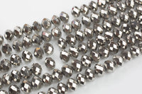 12mm Crystal Rondelle -2 or 5 or 10 STRANDS- Half Silver