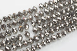 12mm Crystal Rondelle -2 or 5 or 10 STRANDS- Half Silver